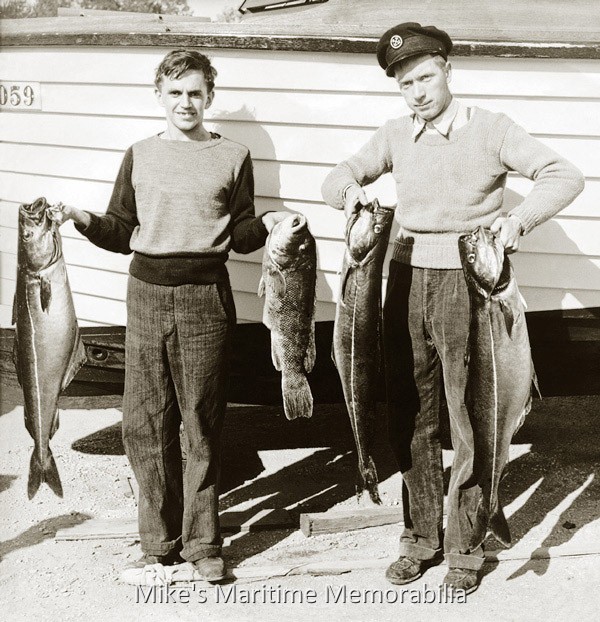 Captain John 'Jack' Bogan Sr., Brielle, NJ – 1938 Captain Jack Bogan is shown on the right holding a pair of Pollack caught aboard the "COLUMBIA" circa 1938. Captain Jack died in 2010 at age 92. We are thankful for his passing along the lore of 'the good old days' of party boat fishing in New Jersey. Photo Courtesy of Captain John Bogan Jr.