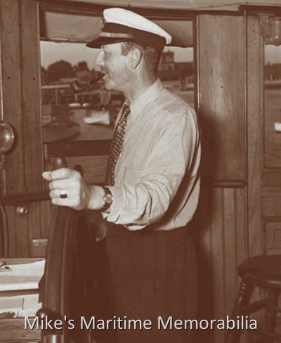 Captain Dave Martin Sr., GIRALDA, Brooklyn, NY – 1935 A dapper Captain Dave Martin at the helm of the "GIRALDA", Sheepshead Bay, Brooklyn, NY in 1935. James A. Baylis & Sons, Port Jefferson, NY built the 109-foot long "GIRALDA" in 1896 as a luxury yacht. Captain Martin purchased the "GIRALDA" in 1914 and converted her into a party fishing boat. Photo courtesy of Bryant Martin.