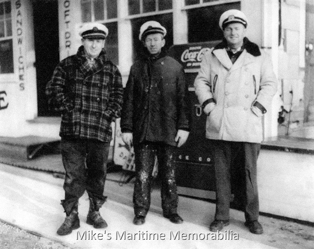 Captains William Egerter Sr., James Bogan Sr. & John Bogan Jr. – 1952 The three Captains that ran the Bogan party boat operation (along with patriarch and founding father, Captain John Bogan, Sr.). Pictured in this 1952 photo taken at Brielle, NJ are from left to right: Captain William Egerter Sr. – Affectionately referred to as 'Uncle Willie'; he did most of the carpentry work on the surplus boats they converted for party boat fishing and was the maintenance boss of the fleet. His son and grandson now own and operate the "DAUNTLESS" at Point Pleasant, NJ. Captain James Bogan Sr. – One of the bosses at Bogan's Basin who operated every Bogan boat at one time or another. Captain John Bogan Jr. – Known as 'The Business Man' of the Bogan operation. Picture courtesy of Captain Dave Bogan Sr.