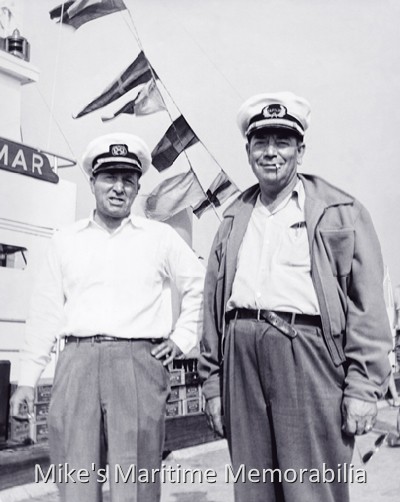 Captains Frank Rau and Fred Wrege, Brooklyn, NY – 1949 Captains Frank Rau and Fred Wrege are shown standing on the pier alongside the newly converted "ELMAR" at Sheepshead Bay, Brooklyn, NY in this 1949 photo. The Wrege and Rau families had a lot in common during their long tenure in the Sheepshead Bay party boat business. For over 45 years, the "EFFORT" and "ELMAR" boats were sister ships. Both families owned very similar boats during the early 1920s, and the "ELMAR II" and "EFFORT II" were both built in 1923 at Nyack, NY. The "ELMAR III" and "EFFORT III" were both converted World War I subchasers, and the last "ELMAR" and "EFFORT" boats were converted World War II subchasers (both made their maiden voyages from Sheepshead Bay on July 3, 1949.) Photo courtesy of the Captain Fred Wrege and Captain Charles VanDerVoort Families.