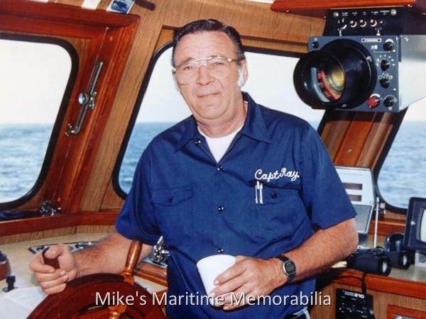 Captain Ray Ettel, Barnegat Light, NJ – 1985 Capitan Ray Ettel is shown at the helm of his "WHITE STAR III" from Barnegat Light, NJ in this 1985 photo. Captain Ettel was the owner and operator of the "WHITE STAR" vessels that specialized in party boat fishing and recreational diving charters. His "WHITE STAR" vessels concluded with the "WHITE STAR IV" that was sold in 2000 when Captain Ettel retired from the party boat business. He passed away in March 2009. Photo courtesy of Captain Ray Ettel.