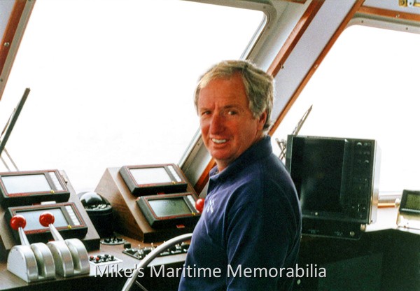 Captain Joe Miller, Hyannis, MA – 1995 Captain Joe Miller at the helm of his Gulf Craft boat, the "WHALE WATCHER" from Hyannis, MA. Captain Joe was also the long time owner and operator of the "ATOMIC" party boats that sailed from Sheepshead Bay, Brooklyn, NY during the 1960s through the early 1980s. Captain Joe later relocated to Cape Cod and entered into a successful whale watching and commuter boat business. Photo courtesy of Ed Keefe Jr.