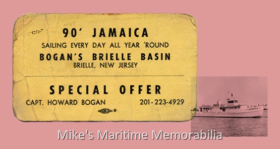 JAMAICA Fare Ticket – 1966 A 'Special Offer' fare ticket for Captain Howard Bogan Sr's "JAMAICA" from Brielle, NJ circa 1966. Lord only knows what the 'Special Offer' was.