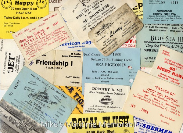 Party Boat Fare Ticket Collage – 1985 A set of 1985 fare tickets from several New Jersey and New York party boats. Any flashbacks yet?
