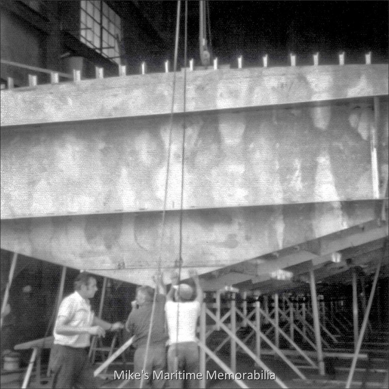 RANGER V, Mamaroneck, NY – 1975 Captain Mike Scarpati's "RANGER V" under construction at Derecktor Shipyards, Mamaroneck, NY circa 1975. Captain Norm spent plenty of time at the yard and helped with construction. The boat turned out to be Captain Norm's favorite. Photo courtesy of Captain Norm Mordaunt.
