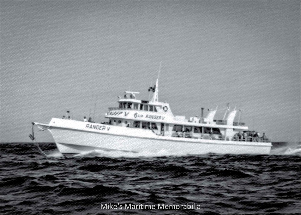 RANGER V, Brooklyn, NY – 1976 Captain Mike Scarpati's new "RANGER V" from Sheepshead Bay, Brooklyn, NY circa 1976. Built in 1975 by Derecktor Shipyards at Mamaroneck, NY, she was the largest party boat to sail from Sheepshead Bay at the time. The boat was Captain Norm's favorite. Photo courtesy of Captain Norm Mordaunt.