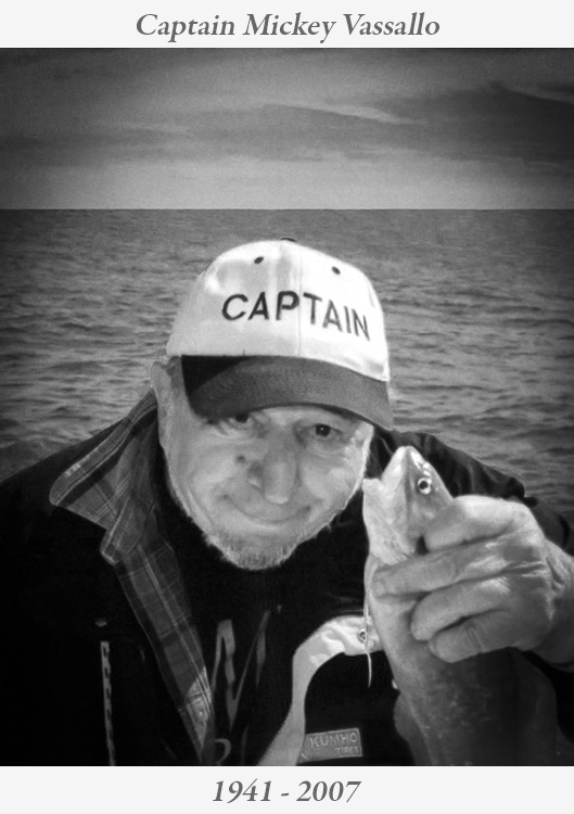 IN MEMORIAM - CAPTAIN MICKEY VASSALLO 1941-2007 MELCHIOR JOSEPH 'CAPTAIN MICKEY' VASSALLO, 66, of Belmar, NJ passed away Sunday, March 11, 2007 surrounded by his family after a courageous battle with cancer. Born in Brooklyn, NY, Mickey and family moved to Belmar, NJ in 1951. Captain Mickey Vassallo discovered his passion for fishing and the sea at the age of 9. He owned and operated the CAPT. JOE II, a commercial fishing boat, with his father. He dedicated the next 57 years of his life to teaching people how to fish, loving what he did, and loving those he taught. Captain Mickey ran many charter boats out of Belmar throughout his career, spending his last several years working on the OL SALTY II. He is survived by his three daughters, Connie Gutierrez and her husband Sandro, Teresa Vassallo and her fiance Michael Galati, and Susan Vassallo; a sister, Maria Moynihan and her husband Daniel; and four grandchildren, Amanda, William, Alicia and Alex. Our hearts and prayers go out to his family during this troubling time. A Mass was offered on Thursday, March 15, 2007 at Our Lady of Mount Carmel Church, Asbury Park, NJ. On Saturday, March 24, 2007 family and friends gathered aboard Captain Nick Caruso's OL SALTY II and Captain Mickey's ashes were committed to the sea at a location he chose before his passing. Captain Dave Bogan Sr., a longtime friend of Captain Mickey, graciously sent a few recent photos of Mickey doing what he liked best... fishing.
