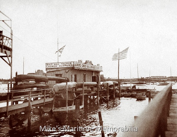 MARTIN BROS. DOCK, Brooklyn, NY – 1909 The Martin brothers (Dave and Jacob) operated "Martin Bros. Dock" where anglers could rent skiffs, sailboats and canoes, and buy bait and tackle. In 1911, the Martin's purchased their first party boats, the "SPRAY" and the "ATHENE", which began a family operation that would last more than fifty years in Sheepshead Bay. Photo courtesy of Captain John Bogan Jr.