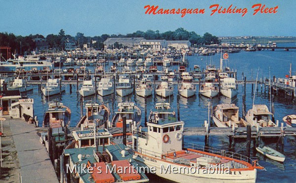 MANASQUAN, NJ FISHING FLEET – 1956 The Manasquan, NJ fishing fleet circa 1956. Visible are the "PARAMOUNT" and the "REX".