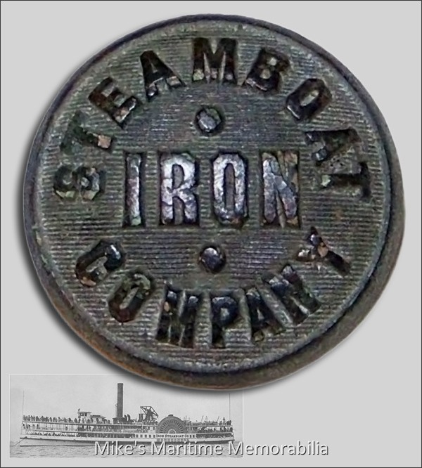 IRON STEAMBOAT COMPANY Uniform Button – 1900 The Iron Steamboat Company was formed in 1880 and operated seven iron-hulled excursion vessels from New York City. An early advertisement for the fleet boasted "They Cannot Burn – They Will Not Sink". The fleet consisted of the steamboats "CYGNUS", "SIRIUS", "CEPHEUS", "CETUS", "PEGASUS", "PERSEUS" and "TAURUS". Only two of the vessels actually operated as party fishing boats; the "TAURUS" began sailing on a regular schedule to the fishing banks from 1904 until 1919 and in 1933, the "CYGNUS" made a failed attempt to resurrect the large steamboat fishing business. In 1933, the Iron Steamboat Company went bankrupt and all the vessels were sold at auction.