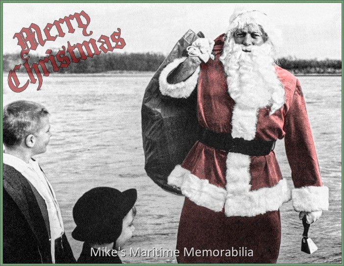 SANTA'S VISIT, Perth Amboy, NJ – 1949 Ho! Ho! Ho! Yes, there is a Santa and this 1949 photograph of the jolly old elf proves it! In this photo, Santa was visiting the kids at the Perth Amboy, New Jersey waterfront and rumor had it he later crossed over the Arthur Kill and visited Tottenville, Staten Island, NY (in the background.)