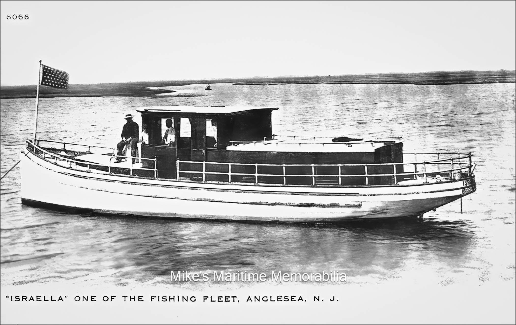 ISRAELLA, Angelsea, NJ – 1906 Captain Nelson Graves' "ISRAELLA" from Angelsea, NJ (now called Wildwood, NJ) circa 1906. The "ISRAELLA" was built in 1899 at Paulsboro, NJ.