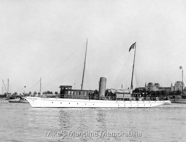 INDOLENT, Brooklyn, NY – 1915 The "INDOLENT" from Sheepshead Bay, Brooklyn, NY circa 1915. In this photo, she is departing her pier at Sheepshead Bay and the famous Manhattan Beach Hotel is in the background. Built in 1896 at Weymouth, MA as a luxury yacht, she was converted to party boat fishing in 1914. During 1914, Captain Harry Hansen operated the 105-foot "INDOLENT" from the 23rd Street Pier at Brooklyn, NY and then relocated her to Sheepshead Bay in 1915. In 1922, Captain Hansen sold the "INDOLENT" to his son-in-law, Captain Jacob 'Jake' Martin, who renamed her as the "GLORY". In 1923, Captain Martin remodeled and widened her. Th photo is courtesy of Captain John Bogan Jr.