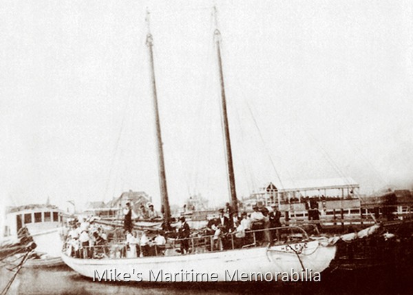HELENE, Brooklyn, NY – 1913 The "HELENE" sailed from Morson's Dock and was one of the first open boats to sail from Sheepshead Bay, Brooklyn, NY. Like many of the early party boats, she was an auxiliary schooner powered by a small gasoline engine. The photo is courtesy of Tom Whitford.