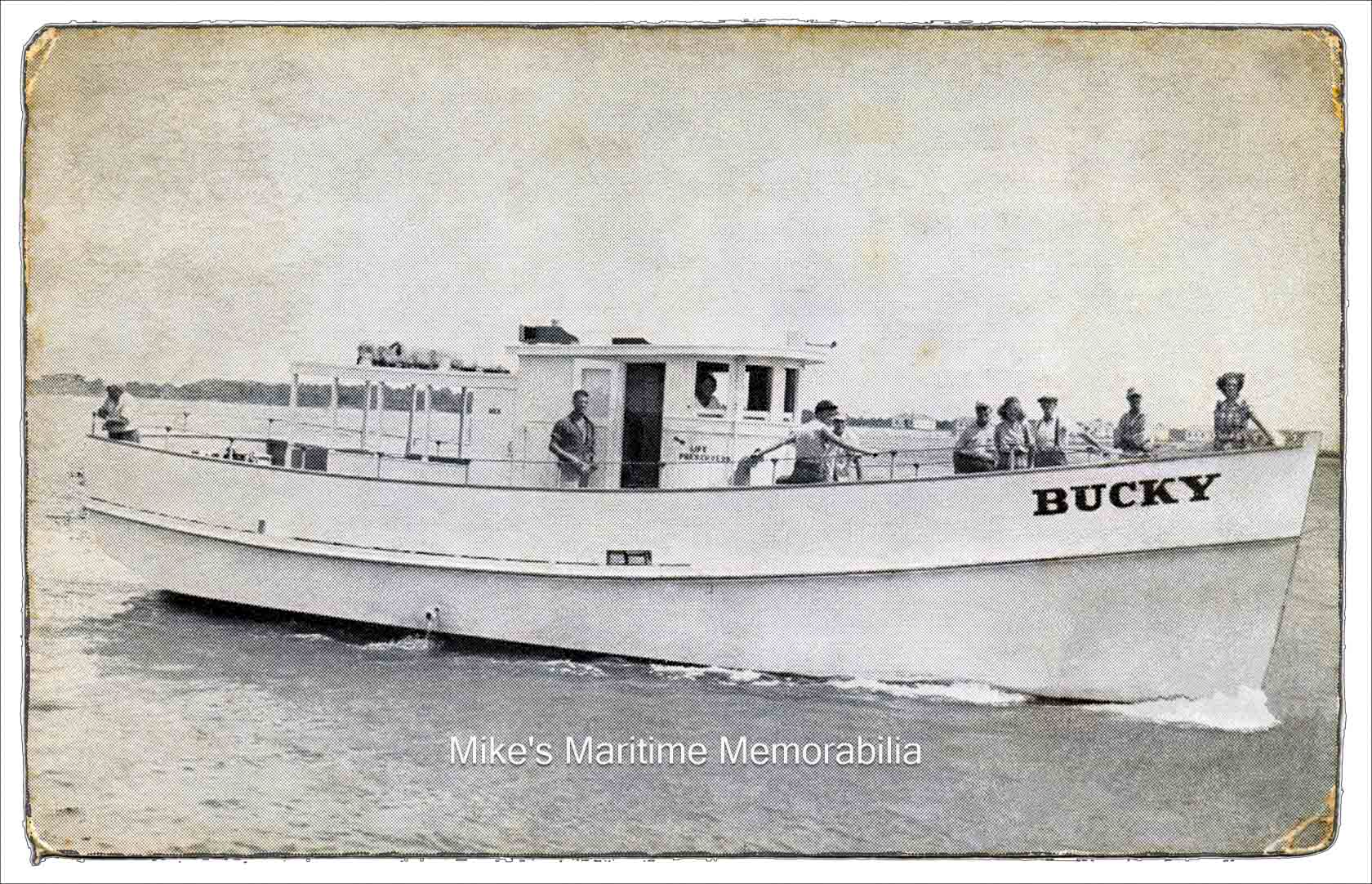 BUCKY, Cape May, NJ – 1948 The "BUCKY" was built in 1948 by F. W. Smith Boatyard at Bena, VA for Captain Lavallette Buck and originally sailed from Cape May, NJ. Captain Michael Buban later purchased the "BUCKY" and relocated the boat to Bayonne, NJ and then to Elizabeth, NJ and sailed her from there until 1997. She last sailed on Lake Champlain as the excursion vessel "PHILOMENA D" from Westport, NY until she was dropped from documentation in 2005.