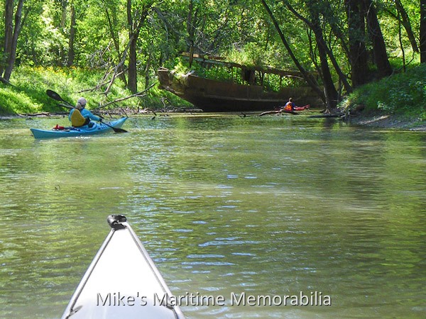 SACHEM Discovered, New York, NY / Kentucky – 2009 Paddling up the little creek in Kentucky, you can see the remains of the "SACHEM", AKA "CIRCLE LINE V" in the distance. Photo courtesy James Happe.