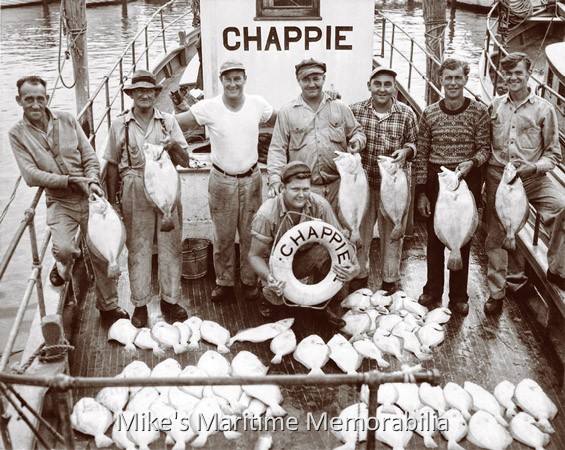 CHAPPIE Fluke, Brielle, NJ – 1944 This nice mess of jumbo Fluke was caught aboard Captain George Chapman's "CHAPPIE" during the summer of 1944. Catches like this were the norm and not the exception as fishing restrictions in local waters eased near the end of World War II.